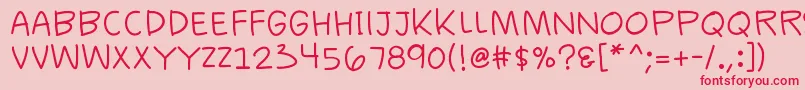 K26casualcomics-Schriftart – Rote Schriften auf rosa Hintergrund