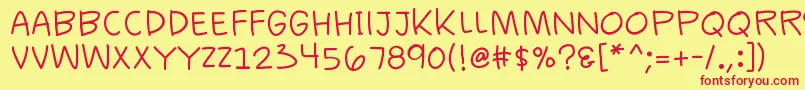 K26casualcomics-Schriftart – Rote Schriften auf gelbem Hintergrund