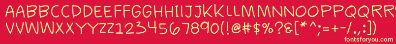 K26casualcomics Font – Yellow Fonts on Red Background