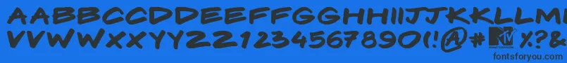 Komix Font – Black Fonts on Blue Background