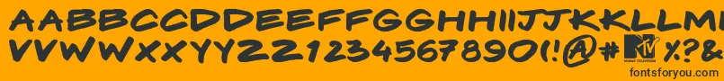 Komix-Schriftart – Schwarze Schriften auf orangefarbenem Hintergrund