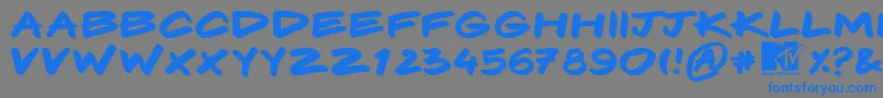 Komix-Schriftart – Blaue Schriften auf grauem Hintergrund