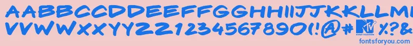 Komix Font – Blue Fonts on Pink Background