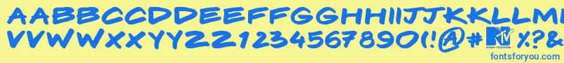 Komix Font – Blue Fonts on Yellow Background