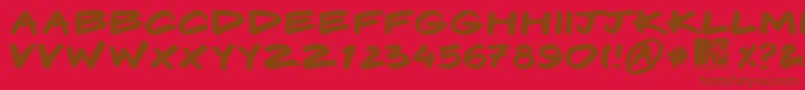 フォントKomix – 赤い背景に茶色の文字