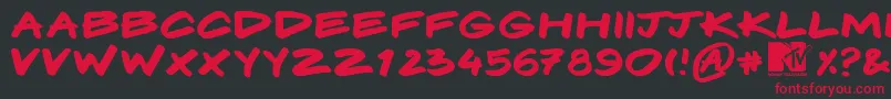 フォントKomix – 黒い背景に赤い文字