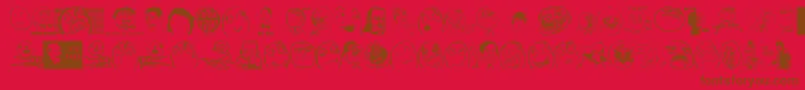 Thememefont-Schriftart – Braune Schriften auf rotem Hintergrund