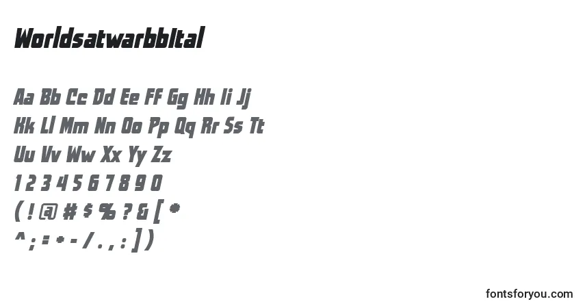 Schriftart WorldsatwarbbItal – Alphabet, Zahlen, spezielle Symbole