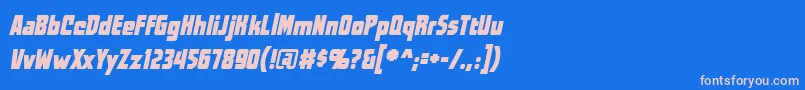 WorldsatwarbbItal Font – Pink Fonts on Blue Background