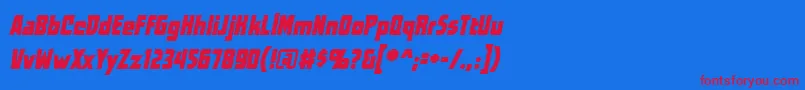 WorldsatwarbbItal Font – Red Fonts on Blue Background