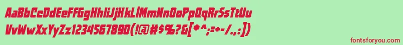 WorldsatwarbbItal Font – Red Fonts on Green Background