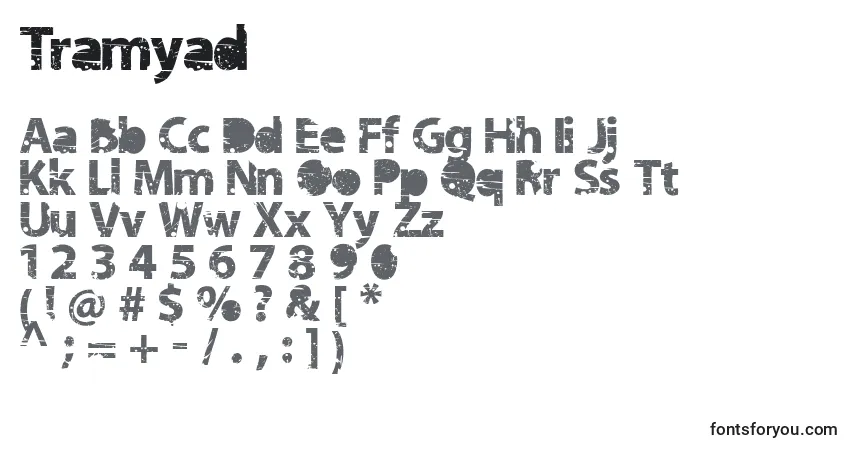 Schriftart Tramyad – Alphabet, Zahlen, spezielle Symbole