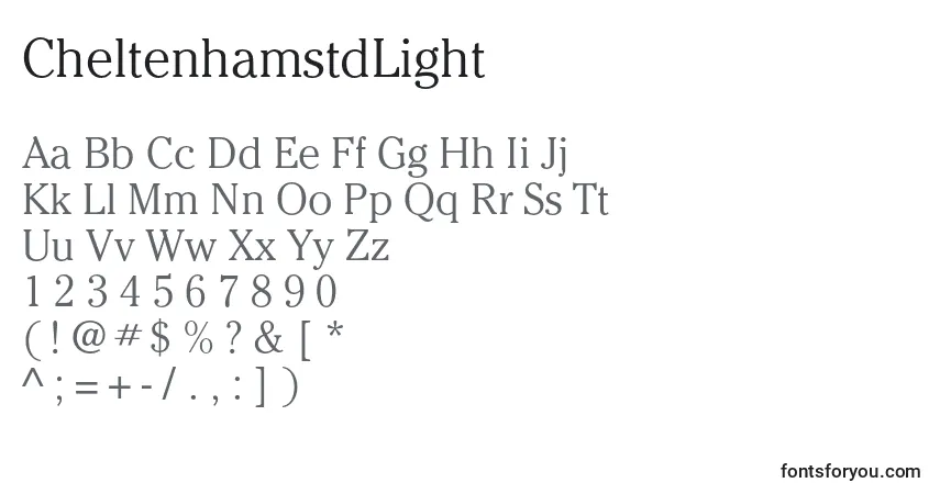 Шрифт CheltenhamstdLight – алфавит, цифры, специальные символы