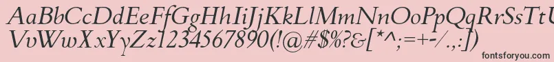 Fonte FlankerGriffoItalic – fontes pretas em um fundo rosa