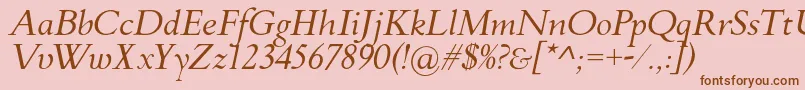 フォントFlankerGriffoItalic – ピンクの背景に茶色のフォント