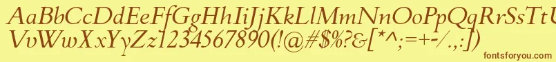 Fonte FlankerGriffoItalic – fontes marrons em um fundo amarelo