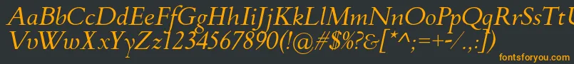 フォントFlankerGriffoItalic – 黒い背景にオレンジの文字