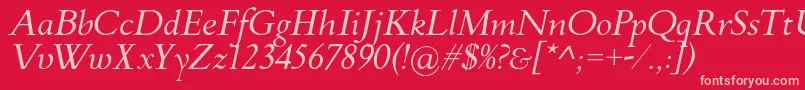 Fonte FlankerGriffoItalic – fontes rosa em um fundo vermelho