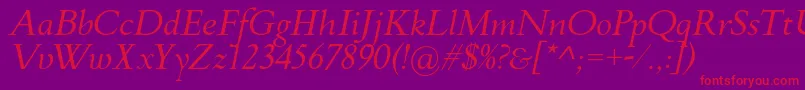 FlankerGriffoItalic Font – Red Fonts on Purple Background