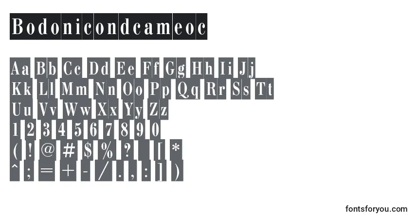A fonte Bodonicondcameoc – alfabeto, números, caracteres especiais