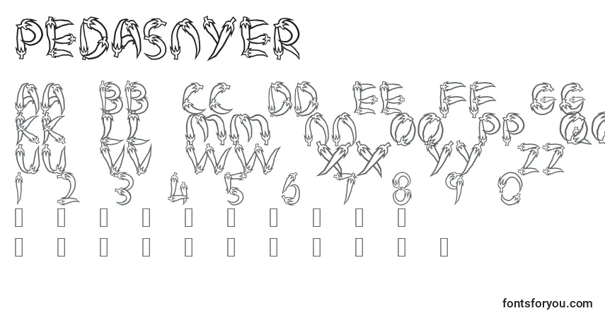 Czcionka Pedasnyer – alfabet, cyfry, specjalne znaki