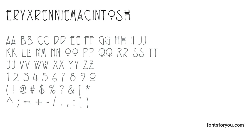 Eryxrenniemacintosh-fontti – aakkoset, numerot, erikoismerkit