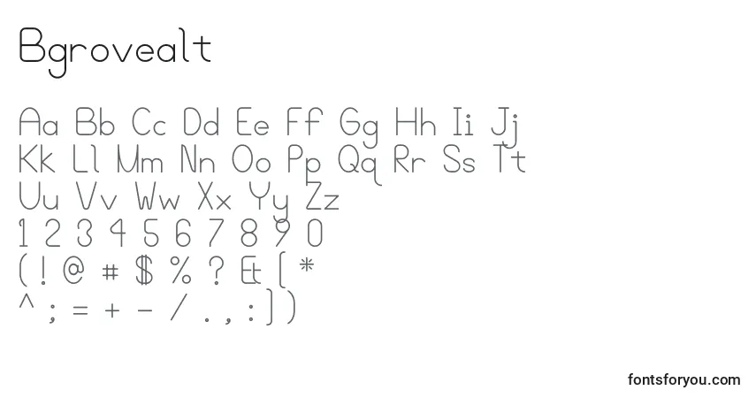 Schriftart Bgrovealt (96176) – Alphabet, Zahlen, spezielle Symbole