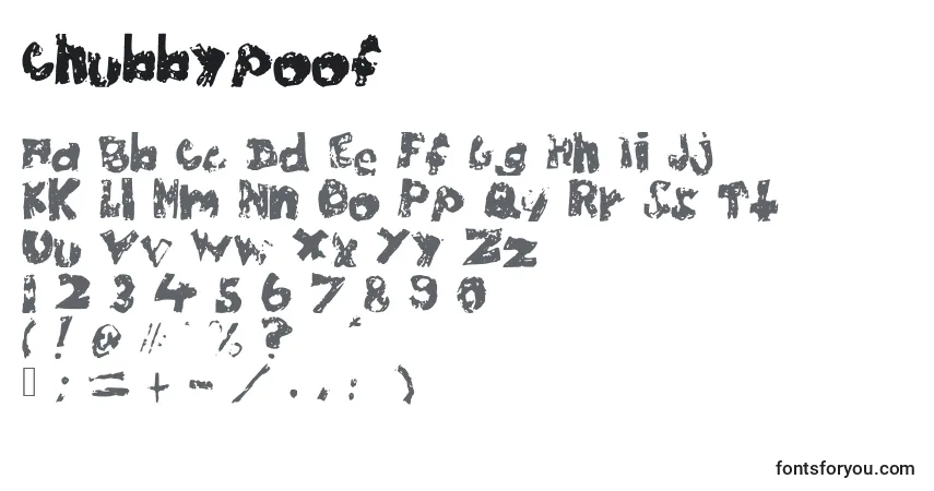 Schriftart Chubbypoof – Alphabet, Zahlen, spezielle Symbole