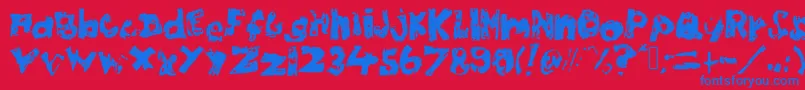 フォントChubbypoof – 赤い背景に青い文字