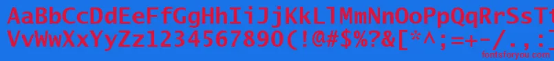 Czcionka LucidaSansTypewriterBold – czerwone czcionki na niebieskim tle