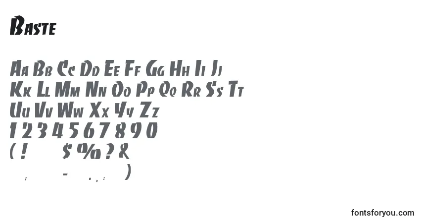 Baste-fontti – aakkoset, numerot, erikoismerkit