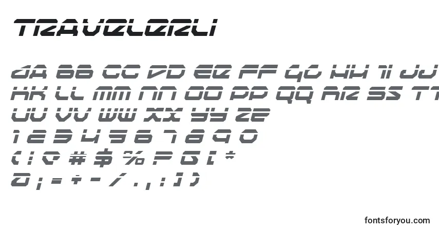 A fonte Travelerli – alfabeto, números, caracteres especiais