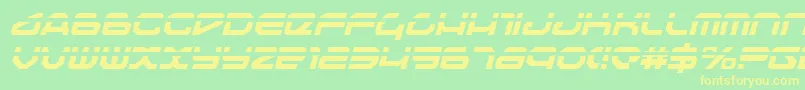 フォントTravelerli – 黄色の文字が緑の背景にあります