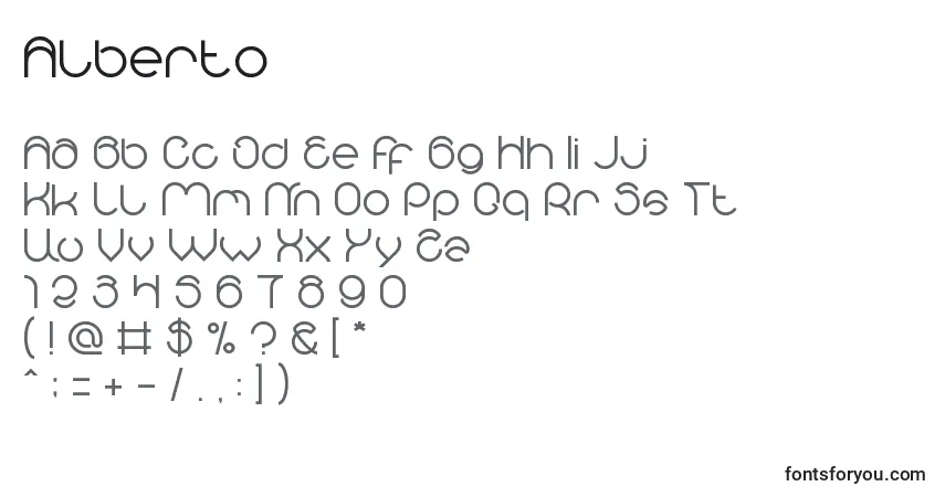 Schriftart Alberto – Alphabet, Zahlen, spezielle Symbole