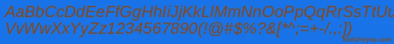 ArimoItalic Font – Brown Fonts on Blue Background