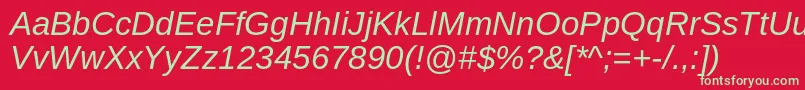 Подробнее о шрифте ArimoItalic Шрифт ArimoItalic – зелёные шрифты на красном фоне