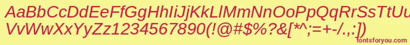 Fonte ArimoItalic – fontes vermelhas em um fundo amarelo