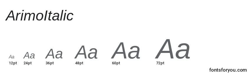 Размеры шрифта ArimoItalic