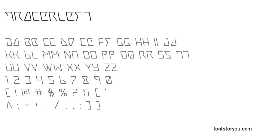 Schriftart Tracerleft – Alphabet, Zahlen, spezielle Symbole