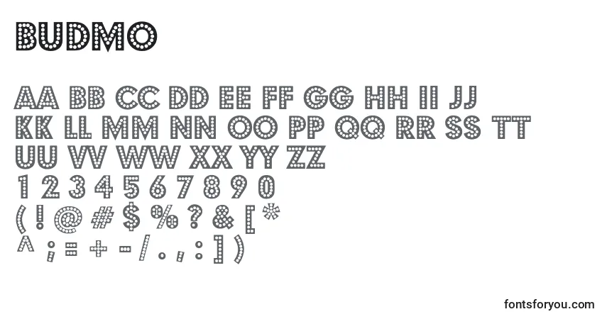Schriftart Budmo – Alphabet, Zahlen, spezielle Symbole