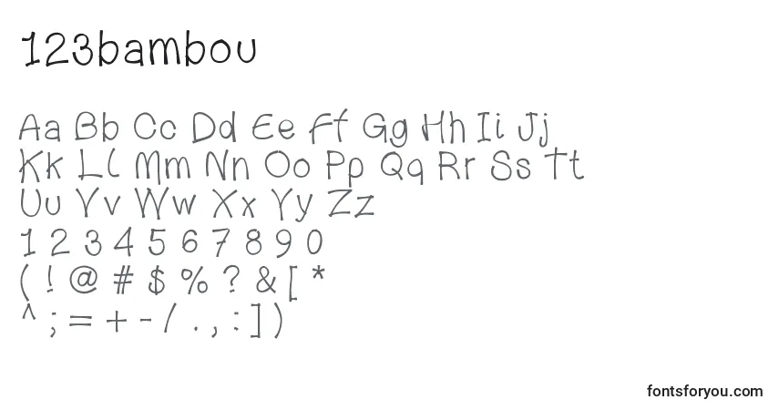 Schriftart 123bambou – Alphabet, Zahlen, spezielle Symbole