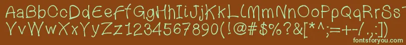 フォント123bambou – 緑色の文字が茶色の背景にあります。