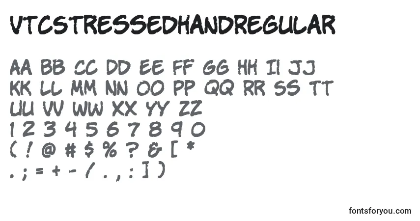 Czcionka VtcStressedhandRegular – alfabet, cyfry, specjalne znaki