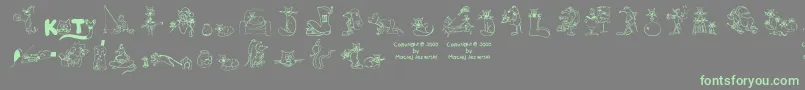 Więcej informacji o czcionce Kociesymbole Czcionka Kociesymbole – zielone czcionki na szarym tle