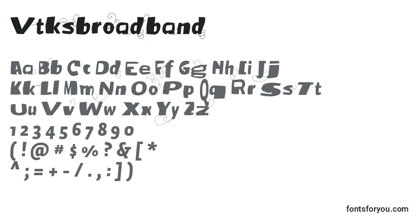 Czcionka Vtksbroadband – alfabet, cyfry, specjalne znaki