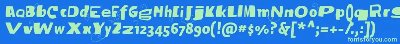 Vtksbroadband Font – Green Fonts on Blue Background