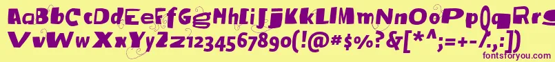 Vtksbroadband Font – Purple Fonts on Yellow Background