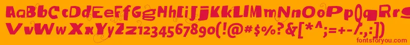 フォントVtksbroadband – オレンジの背景に赤い文字