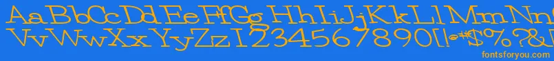 Eggbeater86Bold-Schriftart – Orangefarbene Schriften auf blauem Hintergrund