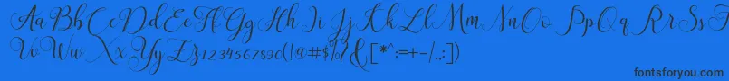 ClaudiaScript Font – Black Fonts on Blue Background